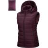 imageOutdoor Ventures Womens Lightweight Packable Hooded Puffer Vest Outerwear Zip Up Warm Sleeveless Winter Jacket Quilted CoatEggplant