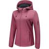 imageOutdoor Ventures Womens Softshell Jacket with Hood Fleece Lined Warm Lightweight Waterproof Insulated WindbreakerPink