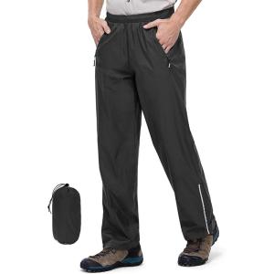 imageOutdoor Ventures Mens Rain Pants Waterproof Rain Overall Pants Windproof Packable Rain Outdoor Pants for Hiking Fishig GolfBlack
