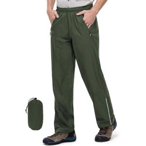 imageOutdoor Ventures Mens Rain Pants Waterproof Rain Overall Pants Windproof Packable Rain Outdoor Pants for Hiking Fishig GolfDark Green