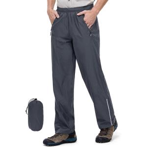imageOutdoor Ventures Mens Rain Pants Waterproof Rain Overall Pants Windproof Packable Rain Outdoor Pants for Hiking Fishig GolfGrey