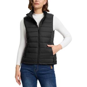 imageOutdoor Ventures Womens Lightweight Puffer Vest Outerwear Zip Up Warm Sleeveless Winter Jacket Padded Gilet Quilted CoatBlack