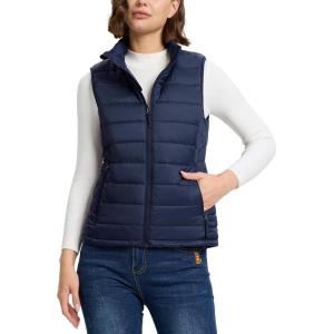 imageOutdoor Ventures Womens Lightweight Puffer Vest Outerwear Zip Up Warm Sleeveless Winter Jacket Padded Gilet Quilted CoatBlue