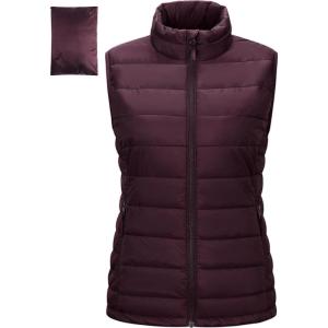 imageOutdoor Ventures Womens Lightweight Puffer Vest Outerwear Zip Up Warm Sleeveless Winter Jacket Padded Gilet Quilted CoatEggplant