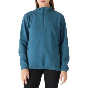 imageOutdoor Ventures Womens Loose Fit 14 Quarter Zip Soft Lightweight Polar Fleece Pullover Jacket with Zipper PocketDeep Blue