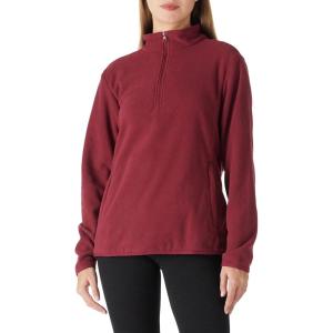 imageOutdoor Ventures Womens Loose Fit 14 Quarter Zip Soft Lightweight Polar Fleece Pullover Jacket with Zipper PocketWine