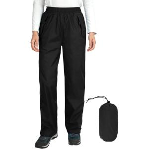 imageOutdoor Ventures Womens Rain Pants Packable Waterproof Hiking Pants Windproof Breathable Outdoor Rain Over PantsBlack