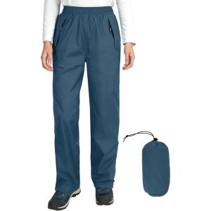 imageOutdoor Ventures Womens Rain Pants Packable Waterproof Hiking Pants Windproof Breathable Outdoor Rain Over PantsDark Blue