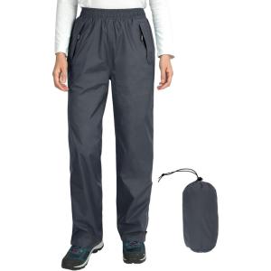 imageOutdoor Ventures Womens Rain Pants Packable Waterproof Hiking Pants Windproof Breathable Outdoor Rain Over PantsGrey