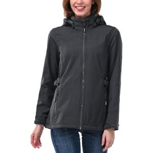 imageOutdoor Ventures Womens Softshell Jacket with Removable Hood Insulated Windbreaker Waterproof Warm Fleece Lined CoatDark Greycheck