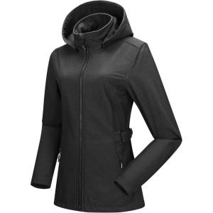 imageOutdoor Ventures Womens Softshell Jacket with Removable Hood Insulated Windbreaker Waterproof Warm Fleece Lined CoatDimgrey Melange