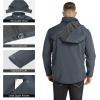 imageOutdoor Ventures Mens Lightweight Softshell Jacket Fleece Lined Hooded Water Resistant Winter Hiking Windbreaker JacketsDimgrey Removable Hood