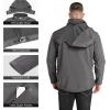 imageOutdoor Ventures Mens Lightweight Softshell Jacket Fleece Lined Hooded Water Resistant Winter Hiking Windbreaker JacketsGreyremovable Hood