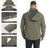 imageOutdoor Ventures Mens Lightweight Softshell Jacket Fleece Lined Hooded Water Resistant Winter Hiking Windbreaker JacketsOlive Green Removable Hood
