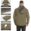 imageOutdoor Ventures Mens Lightweight Softshell Jacket Fleece Lined Hooded Water Resistant Winter Hiking Windbreaker JacketsStone Green Removable Hood