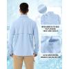 imageOutdoor Ventures Mens Long Sleeve Hiking Shirt UPF 50 UV Sun Protection Shirt Cooling Quick Dry for Travel Fishing SafariLight Blue