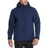 imageOutdoor Ventures Mens Lightweight Softshell Jacket Fleece Lined Hooded Water Resistant Winter Hiking Windbreaker JacketsBlueremovable Hood