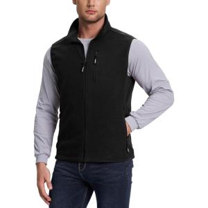 imageOutdoor Ventures Mens FullZip Lightweight Polar Fleece Vest Outerwear with 5 Pockets Warm Winter Sleeveless Jacket CasualBlack