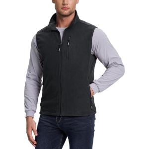 imageOutdoor Ventures Mens FullZip Lightweight Polar Fleece Vest Outerwear with 5 Pockets Warm Winter Sleeveless Jacket CasualCharcoal