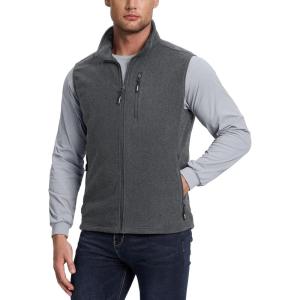 imageOutdoor Ventures Mens FullZip Lightweight Polar Fleece Vest Outerwear with 5 Pockets Warm Winter Sleeveless Jacket CasualGrey Heather