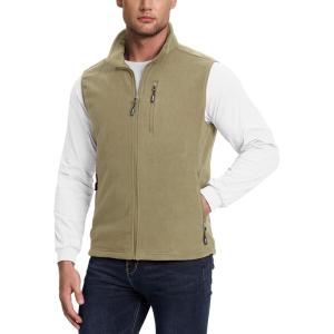 imageOutdoor Ventures Mens FullZip Lightweight Polar Fleece Vest Outerwear with 5 Pockets Warm Winter Sleeveless Jacket CasualLight Brown