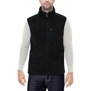 imageOutdoor Ventures Mens FullZip Lightweight Polar Fleece Vest Outerwear with 5 Pockets Warm Winter Sleeveless Jacket CasualSherpa Black