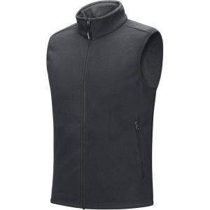 imageOutdoor Ventures Mens FullZip Polar Fleece Vest Outerwear Lightweight Warm Casual Sleeveless Jacket for Fall ampamp WinterCharcoal
