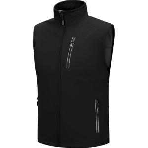 imageOutdoor Ventures Mens Windproof Softshell Vest Outerwear Lightweight Sleeveless Jacket for Running Golf Hiking TravelBlack