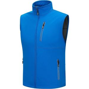 imageOutdoor Ventures Mens Windproof Softshell Vest Outerwear Lightweight Sleeveless Jacket for Running Golf Hiking TravelBright Blue