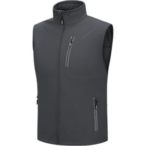 imageOutdoor Ventures Mens Windproof Softshell Vest Outerwear Lightweight Sleeveless Jacket for Running Golf Hiking TravelCool Grey
