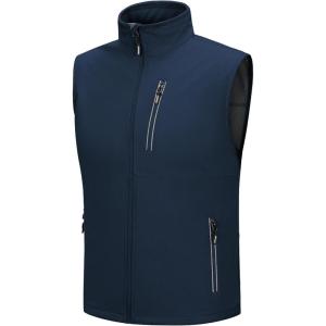 imageOutdoor Ventures Mens Windproof Softshell Vest Outerwear Lightweight Sleeveless Jacket for Running Golf Hiking TravelDark Blue
