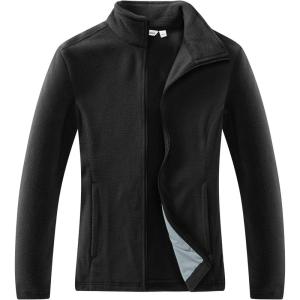 imageOutdoor Ventures Womens Lightweight Warm Zip Up LongSleeve Soft Polar Fleece Jacket for Fall WinterBlack