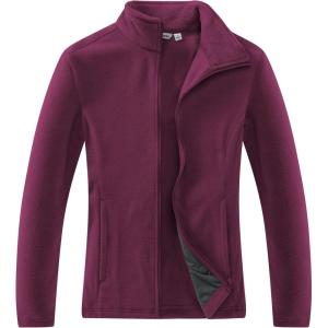 imageOutdoor Ventures Womens Lightweight Warm Zip Up LongSleeve Soft Polar Fleece Jacket for Fall WinterDark Fuchsia