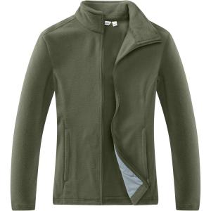 imageOutdoor Ventures Womens Lightweight Warm Zip Up LongSleeve Soft Polar Fleece Jacket for Fall WinterGreen Gray