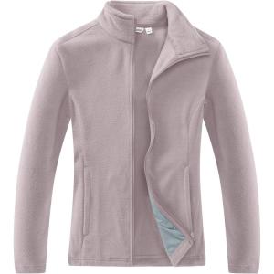 imageOutdoor Ventures Womens Lightweight Warm Zip Up LongSleeve Soft Polar Fleece Jacket for Fall WinterPinkish Gray