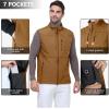 imageOutdoor Ventures Mens Running Vest Outerwear Lightweight Windproof FleeceLined Softshell Sleeveless Jacket for GolfRubber Brown7 Pockets