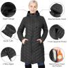 imageOutdoor Ventures Womens Maryan Hooded Ultra Lightweight Warm Thermolite Long Puffer CoatBlack Newmatteavg36 Long Length