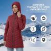 imageOutdoor Ventures Womens Maryan Hooded Ultra Lightweight Warm Thermolite Long Puffer CoatBurgundymatteavg32 Mid Length