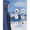 imageOutdoor Ventures Womens Maryan Hooded Ultra Lightweight Warm Thermolite Long Puffer CoatDeep Blueshinyavg32 Mid Length