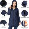 imageOutdoor Ventures Womens Maryan Hooded Ultra Lightweight Warm Thermolite Long Puffer CoatNavymatteavg32 Mid Length