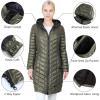 imageOutdoor Ventures Womens Maryan Hooded Ultra Lightweight Warm Thermolite Long Puffer CoatOliveshinyavg36 Long Length