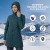 imageOutdoor Ventures Womens Maryan Hooded Ultra Lightweight Warm Thermolite Long Puffer CoatTealmatteavg32 Mid Length
