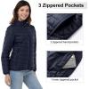 imageOutdoor Ventures Womens Packable FullZip Short Puffer Jacket Insulated Quilted Warm Lightweight Winter CoatDeep Bluefold in Pocket