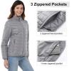 imageOutdoor Ventures Womens Packable FullZip Short Puffer Jacket Insulated Quilted Warm Lightweight Winter CoatFoggy Grayfold in Pocket