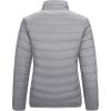 imageOutdoor Ventures Womens Packable FullZip Short Puffer Jacket Insulated Quilted Warm Lightweight Winter CoatFoggy Grayfold in Pocket