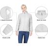 imageOutdoor Ventures Womens Packable FullZip Short Puffer Jacket Insulated Quilted Warm Lightweight Winter CoatLight Greyfold in Bag