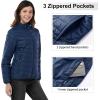 imageOutdoor Ventures Womens Packable FullZip Short Puffer Jacket Insulated Quilted Warm Lightweight Winter CoatNavyfold in Pocket