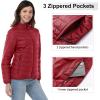 imageOutdoor Ventures Womens Packable FullZip Short Puffer Jacket Insulated Quilted Warm Lightweight Winter CoatRedfold in Pocket
