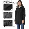 imageOutdoor Ventures Womens Softshell Jacket with Removable Hood Fleece Lined Windbreaker Insulated Long Warm Rain JacketBlack