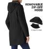 imageOutdoor Ventures Womens Softshell Jacket with Removable Hood Fleece Lined Windbreaker Insulated Long Warm Rain JacketBlack